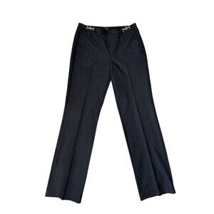 Dana Buchman Pants Womens Size 2 Blue Trouser w/ Metal Accents at Waist Straight